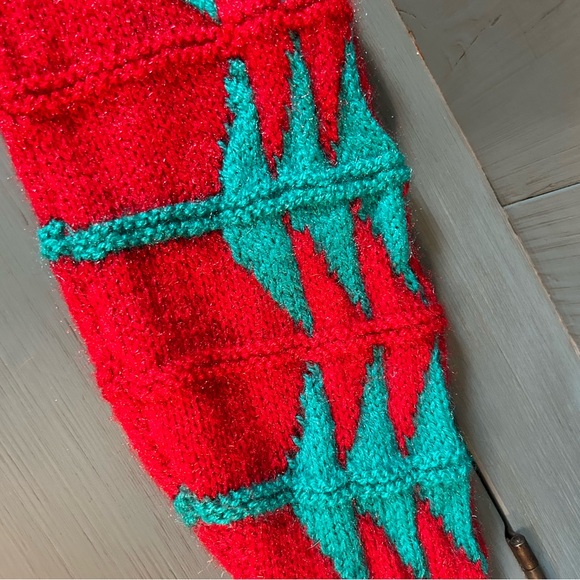 Handmade Holiday Knitted Sweater - Red & Green | Unisex Size 10 - Picture 3 of 8